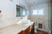 Hall bath with window to pastures